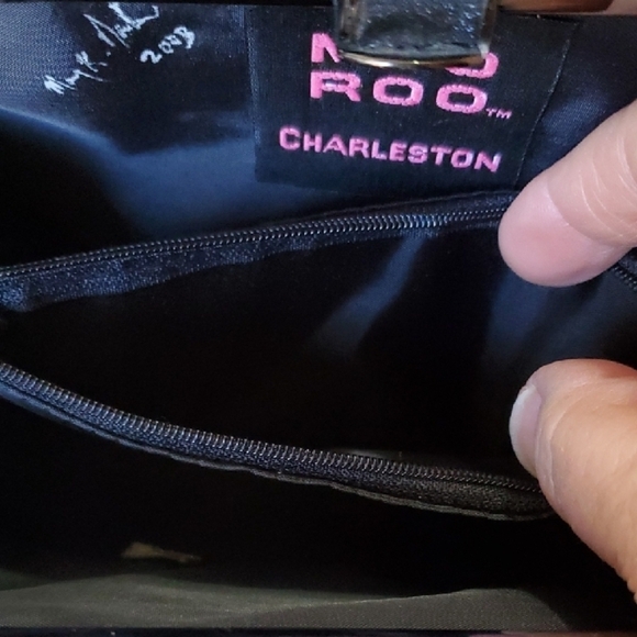 Moo Roo Black and Tan Mini Bag with Patchwork Design and Structured Shape - Picture 5 of 15